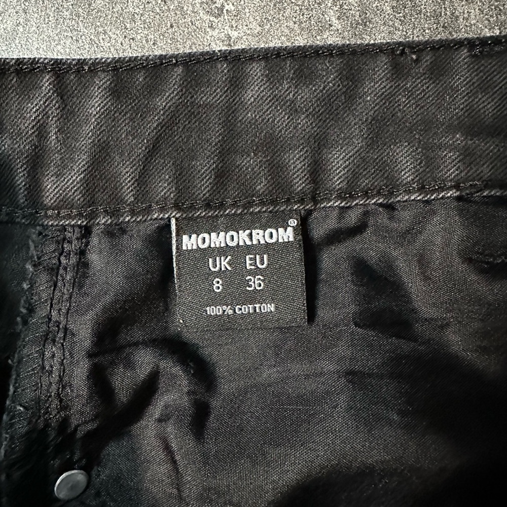 Momokrom Distressed Black High Rise Jean Shorts Size 4 - Picture 4 of 4